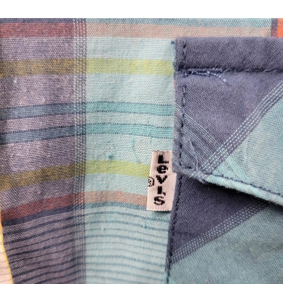 Levis Western Pearl Snap Shirt Men Large Stripes Long Sleeve Flap Pockets EUC - Picture 3 of 9